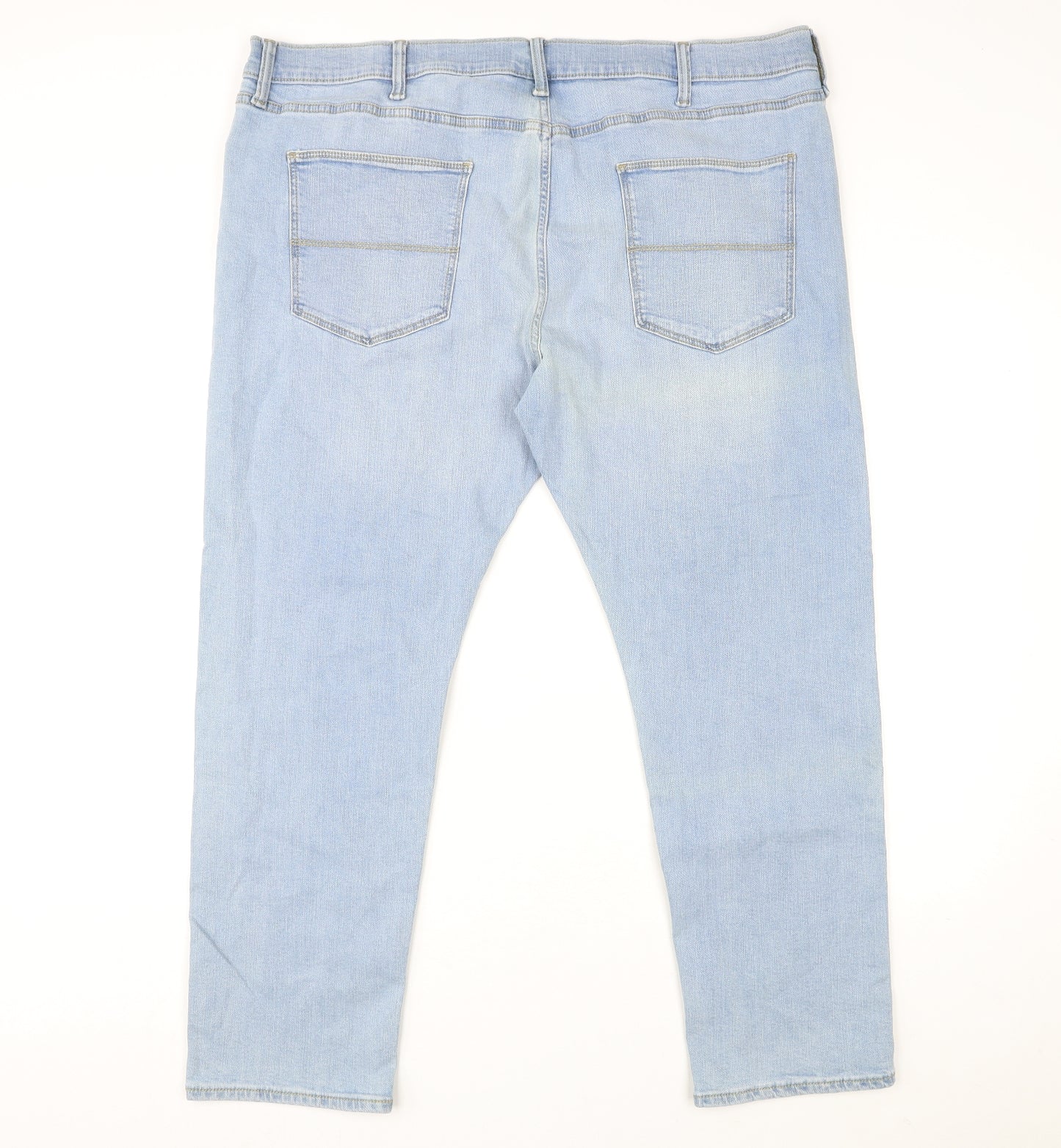 Marks and Spencer Womens Blue Cotton Straight Jeans Size 42 in L29 in Slim Zip