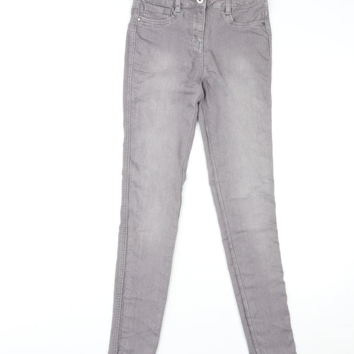 NEXT Womens Grey Cotton Skinny Jeans Size 8 L30 in Regular Zip