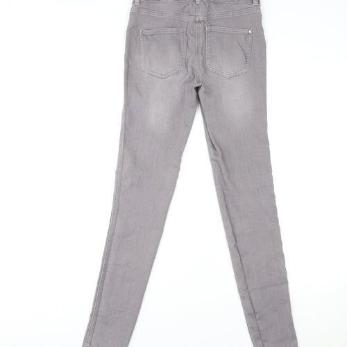 NEXT Womens Grey Cotton Skinny Jeans Size 8 L30 in Regular Zip