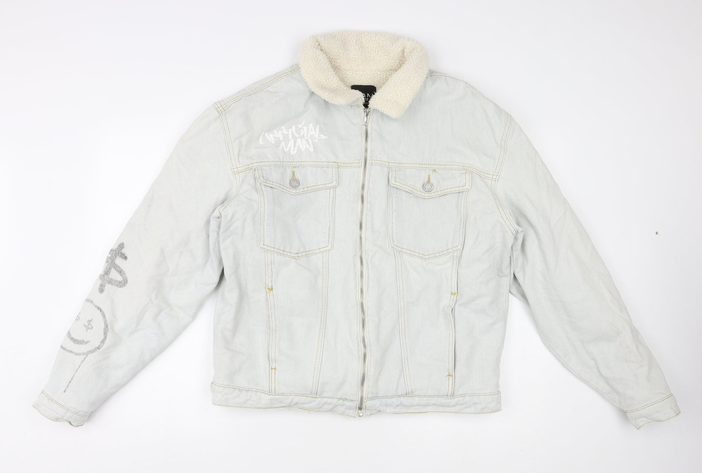 Boohoo Mens Blue Jacket Size M Button