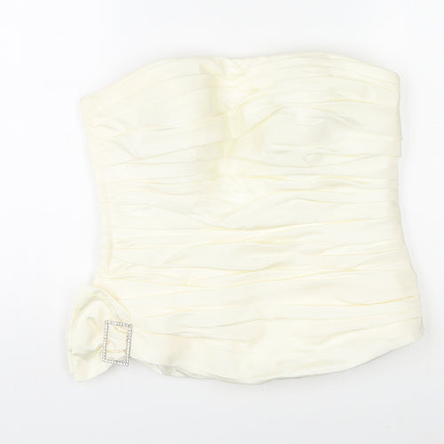 Justin Alexander Womens Ivory Polyester Basic Tank Size 12 Off the Shoulder