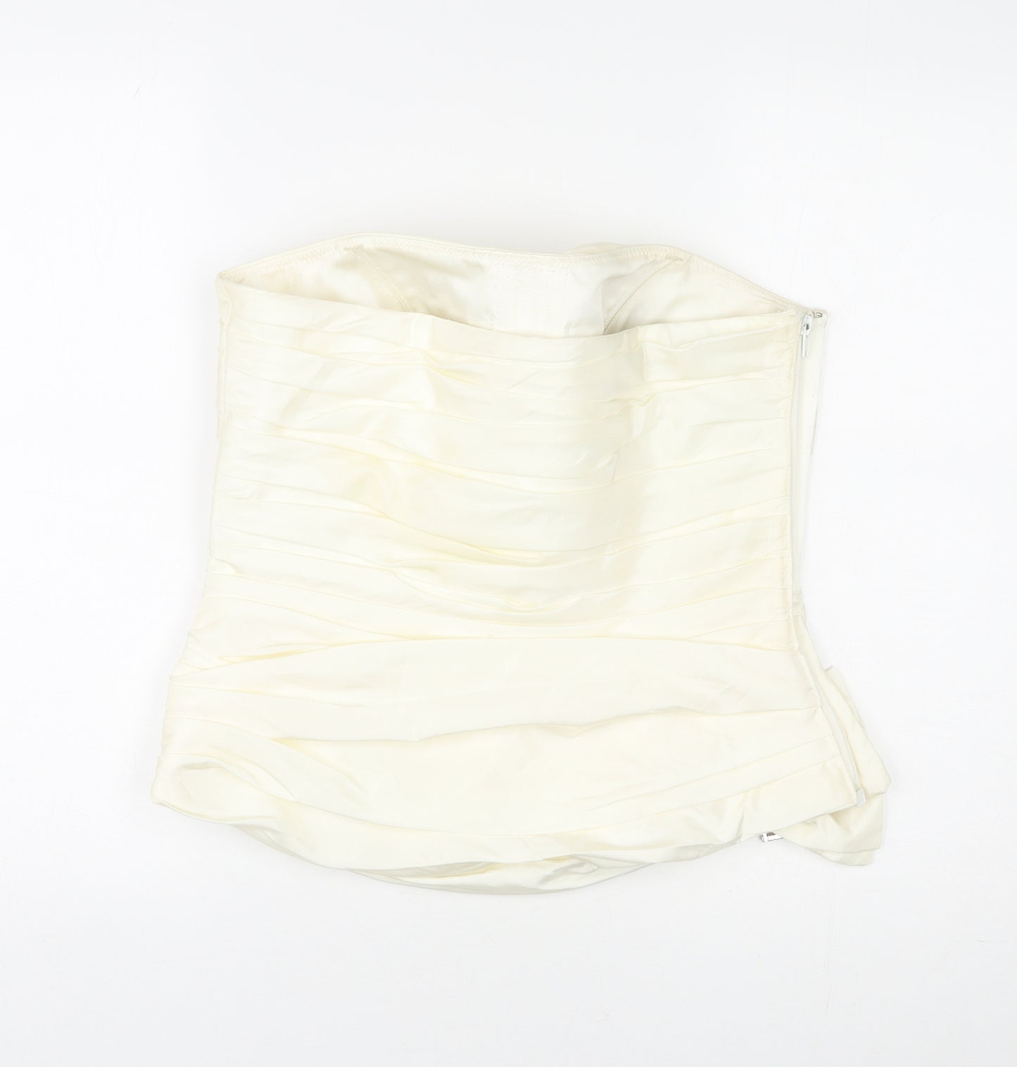 Justin Alexander Womens Ivory Polyester Basic Tank Size 12 Off the Shoulder