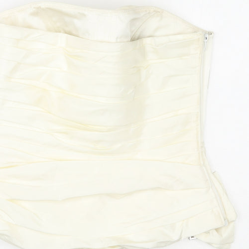 Justin Alexander Womens Ivory Polyester Basic Tank Size 12 Off the Shoulder
