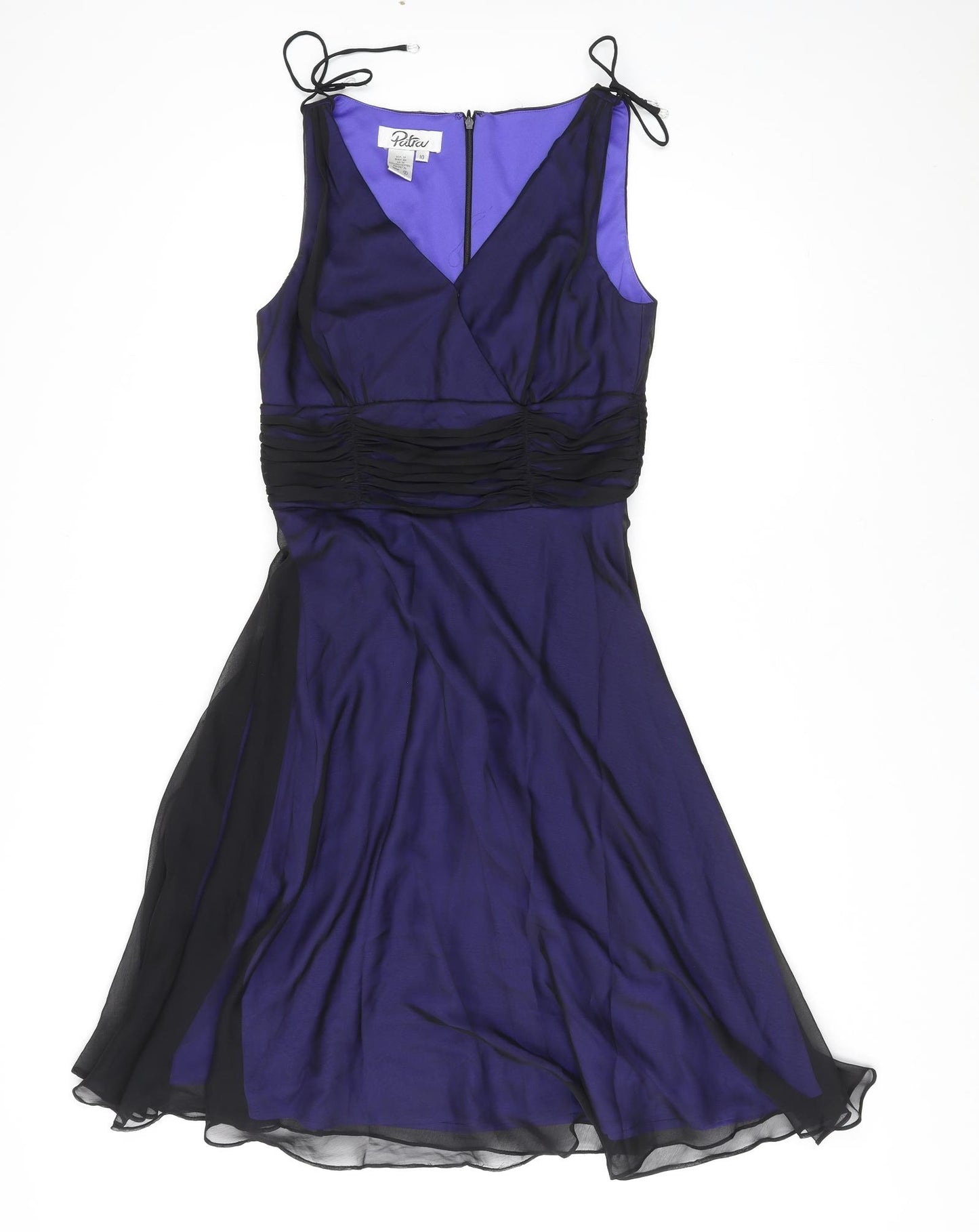 Patra Womens Purple Polyester A-Line Size 14 V-Neck Zip