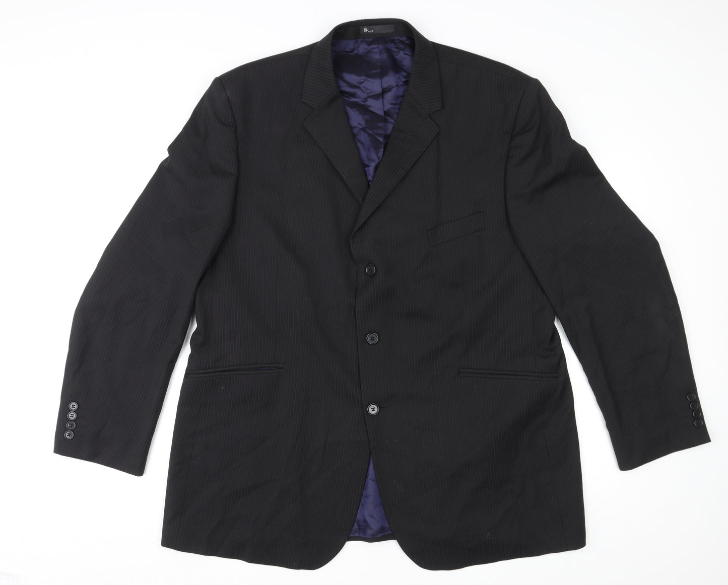 BHS Mens Black Polyester Jacket Suit Jacket Size 48 Regular