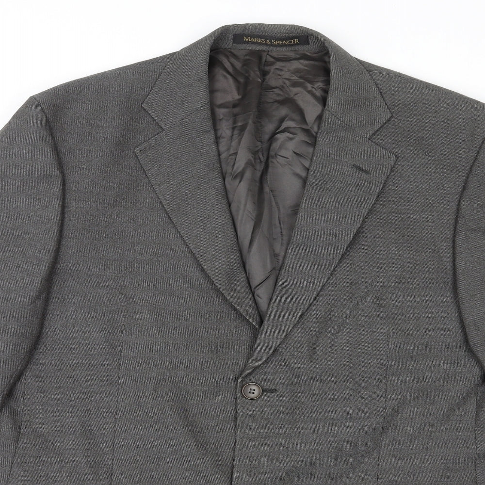 St Michael Mens Grey Wool Jacket Suit Jacket Size 42 Regular