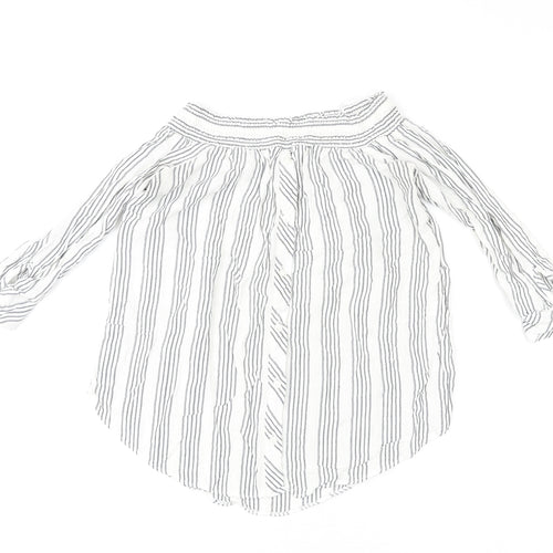 Miss Selfridge Womens Multicoloured Striped Polyester Basic Blouse Size 14 Off the Shoulder
