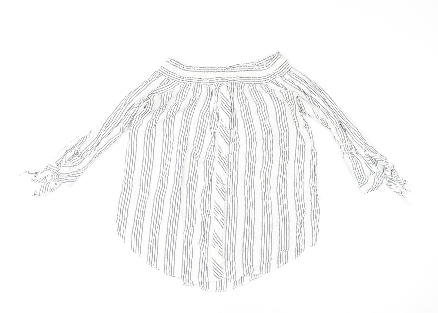 Miss Selfridge Womens Multicoloured Striped Polyester Basic Blouse Size 14 Off the Shoulder