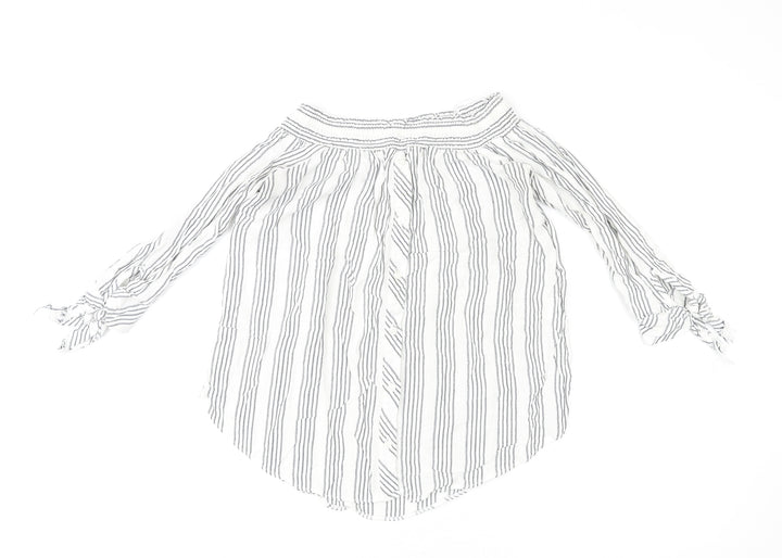 Miss Selfridge Womens Multicoloured Striped Polyester Basic Blouse Size 14 Off the Shoulder