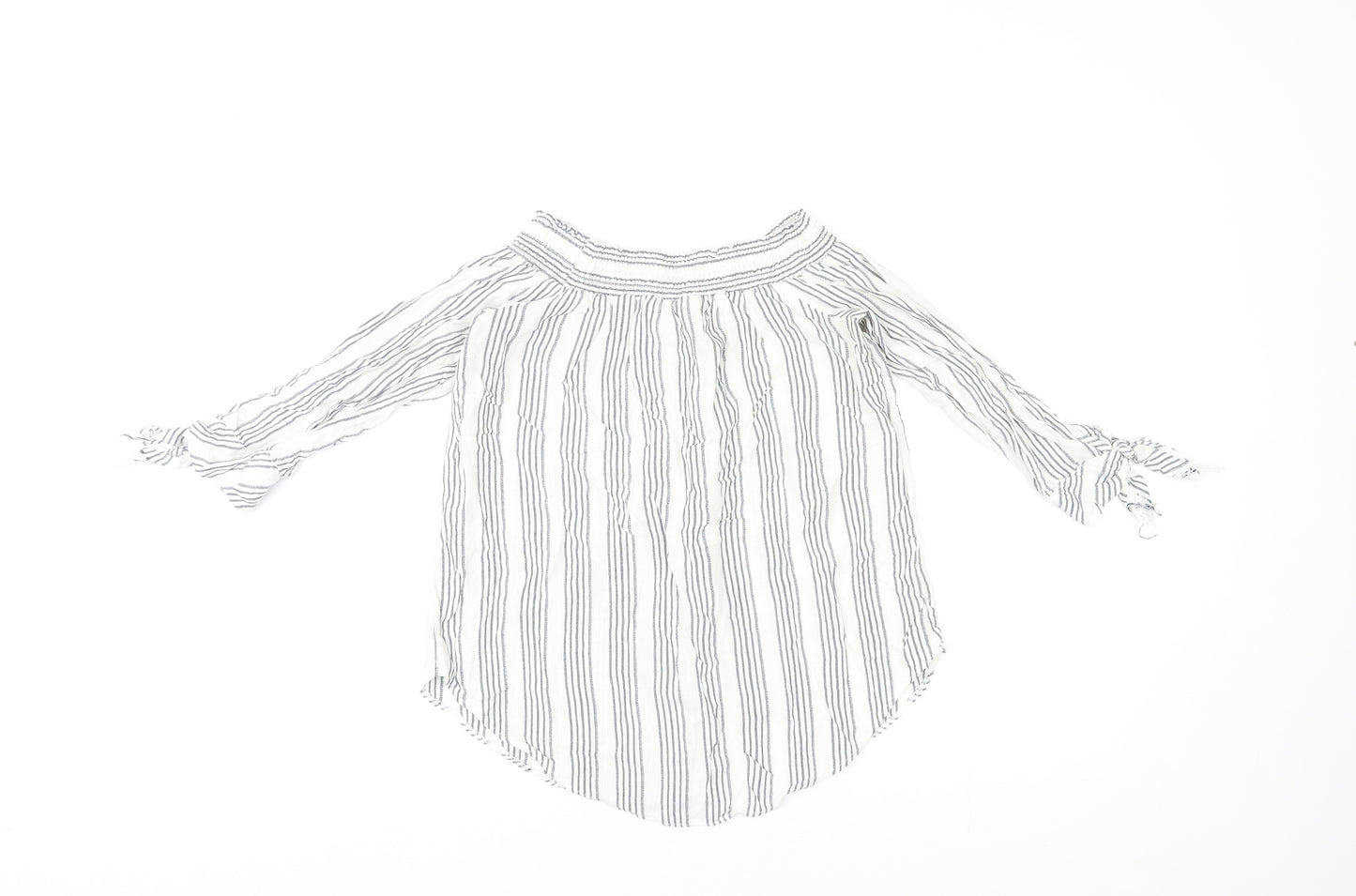 Miss Selfridge Womens Multicoloured Striped Polyester Basic Blouse Size 14 Off the Shoulder