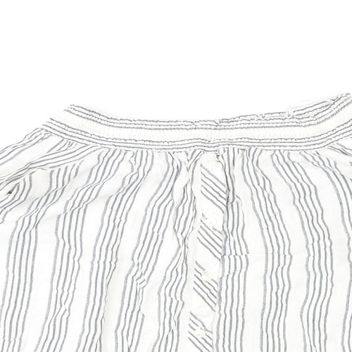 Miss Selfridge Womens Multicoloured Striped Polyester Basic Blouse Size 14 Off the Shoulder