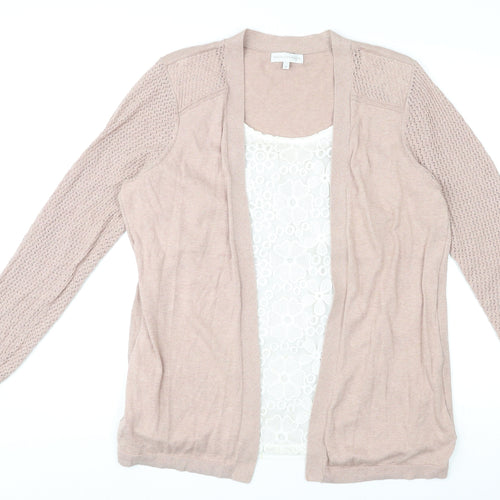 RJR.John Rocha Womens Beige Scoop Neck Cotton Pullover Jumper Size 18 Pullover - Open Knit Sleeves Floral Print
