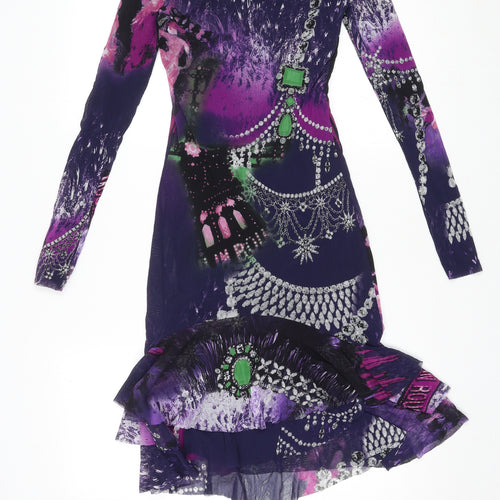 Huevo Blanco Womens Multicoloured Geometric Polyamide Bodycon Size 14 Boat Neck Pullover