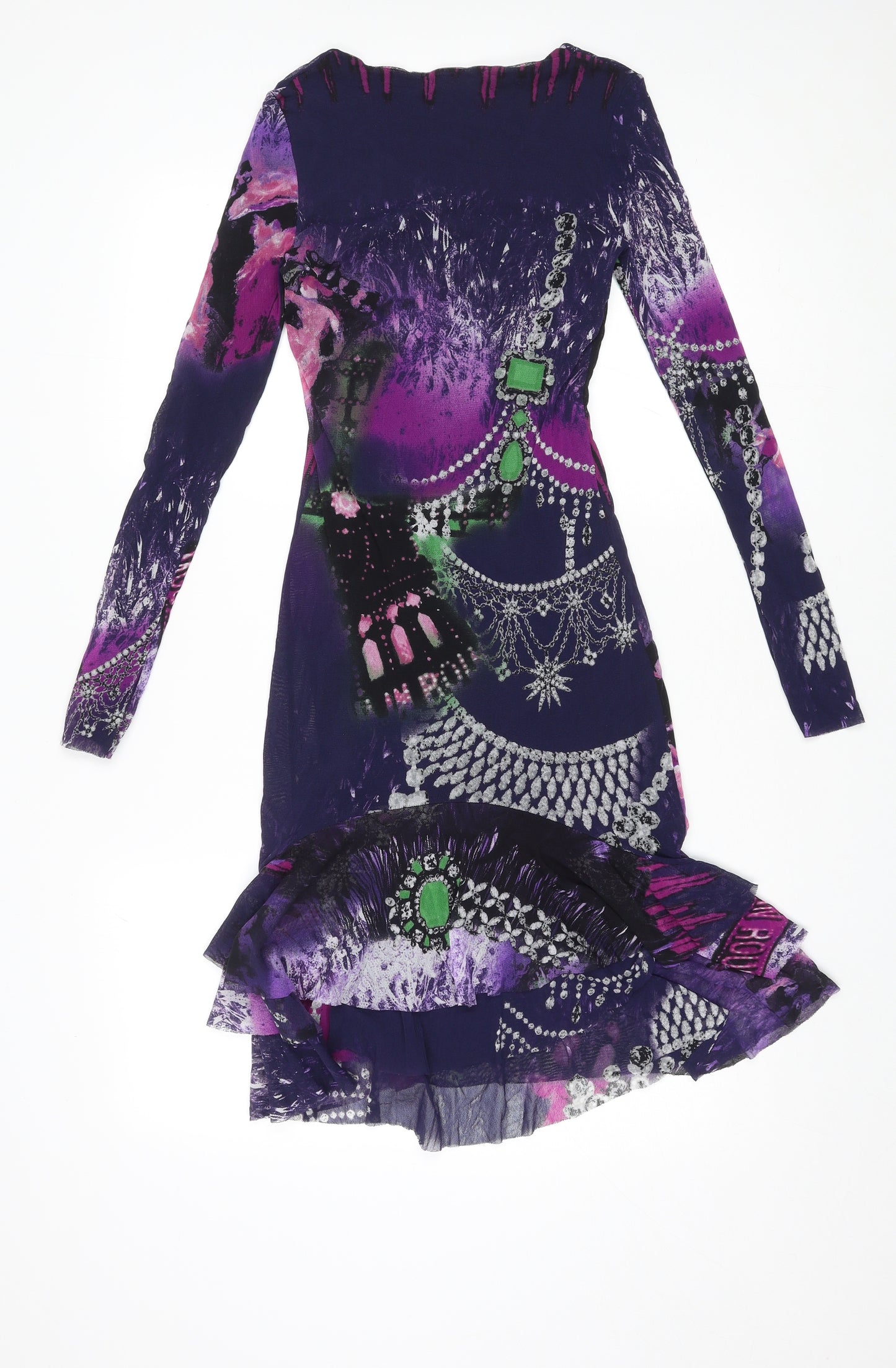 Huevo Blanco Womens Multicoloured Geometric Polyamide Bodycon Size 14 Boat Neck Pullover