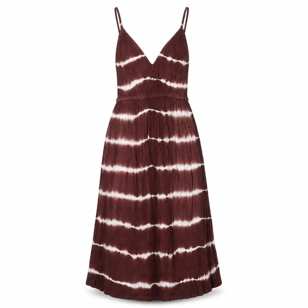 CYN Womens Brown Tie Dye Cotton Slip Dress Size M V-Neck Pullover