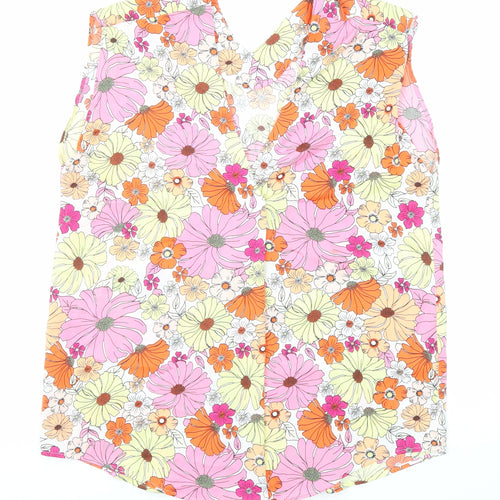 Marks and Spencer Womens Multicoloured Floral Polyester Basic Blouse Size 12 V-Neck