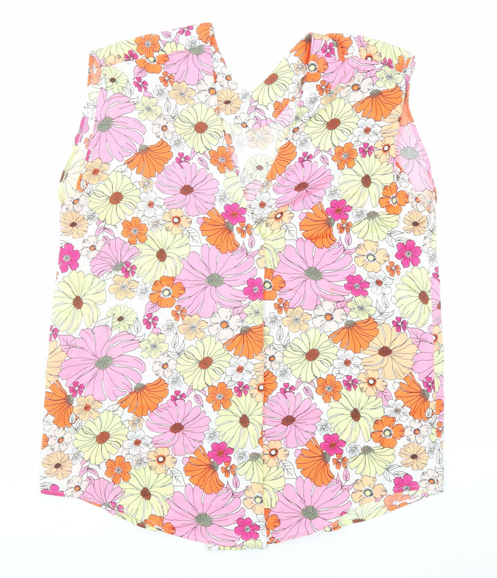 Marks and Spencer Womens Multicoloured Floral Polyester Basic Blouse Size 12 V-Neck