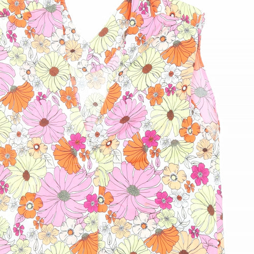 Marks and Spencer Womens Multicoloured Floral Polyester Basic Blouse Size 12 V-Neck