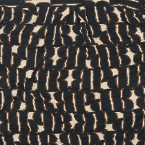 Milano Womens Black Geometric Viscose Basic Button-Up Size 12 Collared