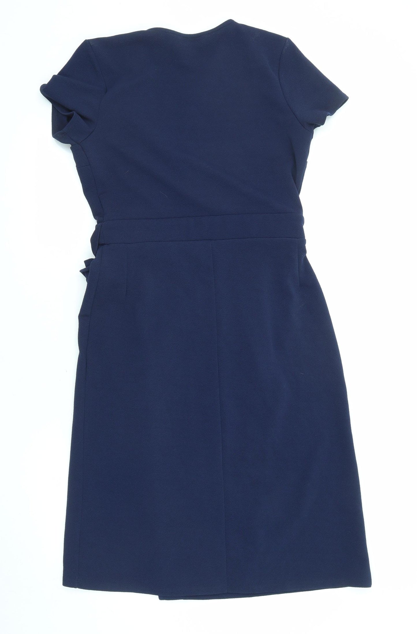 Dorothy Perkins Womens Black Polyester Wrap Dress Size 12 V-Neck Pullover