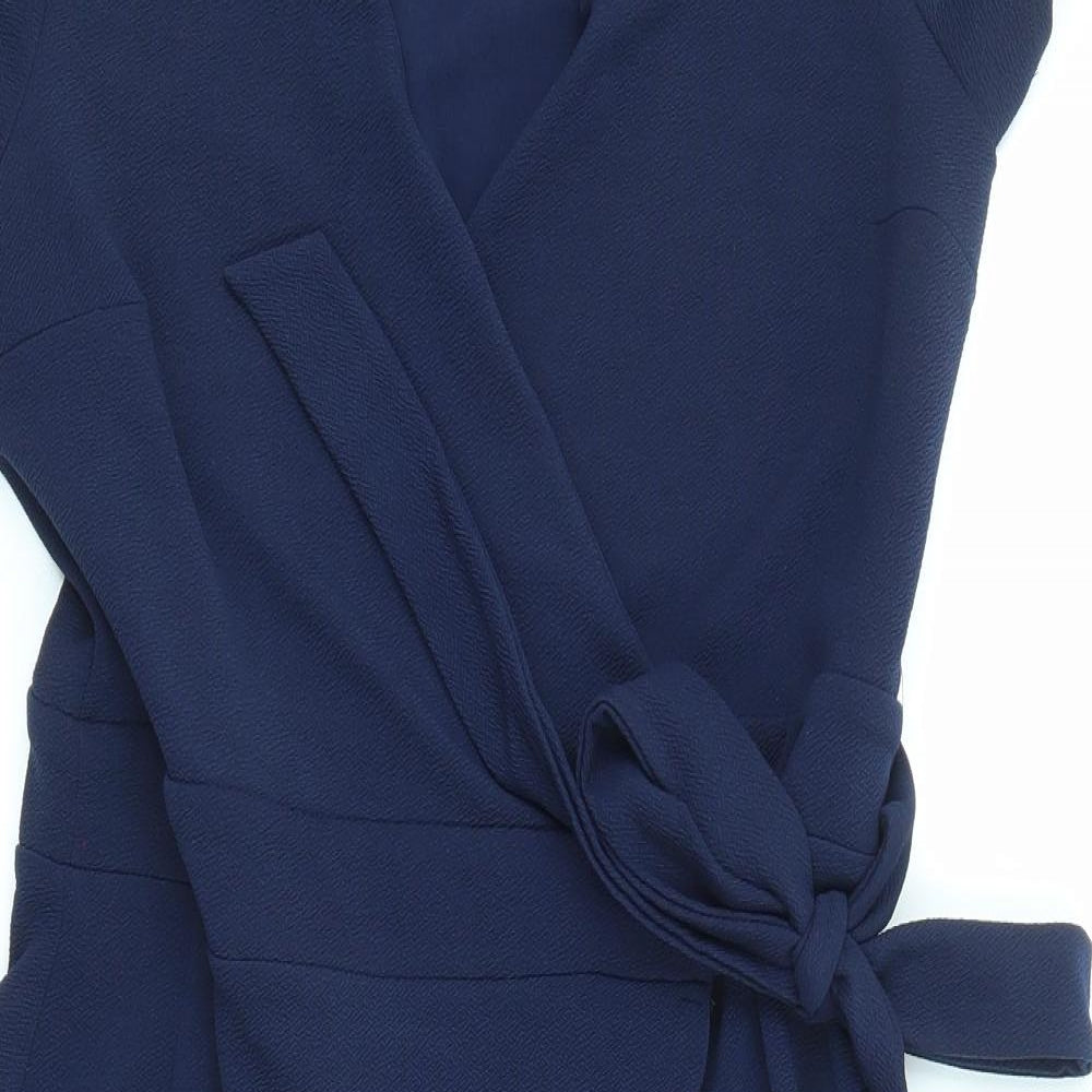 Dorothy Perkins Womens Black Polyester Wrap Dress Size 12 V-Neck Pullover
