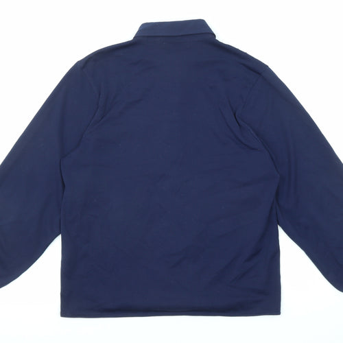 Feminella Womens Blue Polyester Basic Button-Up Size 10 Collared