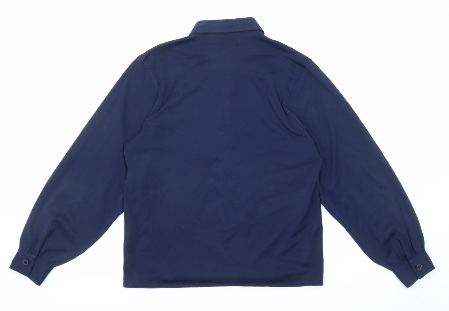 Feminella Womens Blue Polyester Basic Button-Up Size 10 Collared