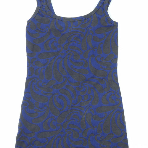 Thrills Womens Grey Geometric Polyester Basic Tank Size 10 Scoop Neck - Longline