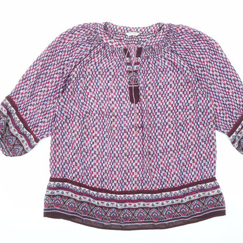Marks and Spencer Womens Multicoloured Geometric Polyester Basic Blouse Size 16 Round Neck