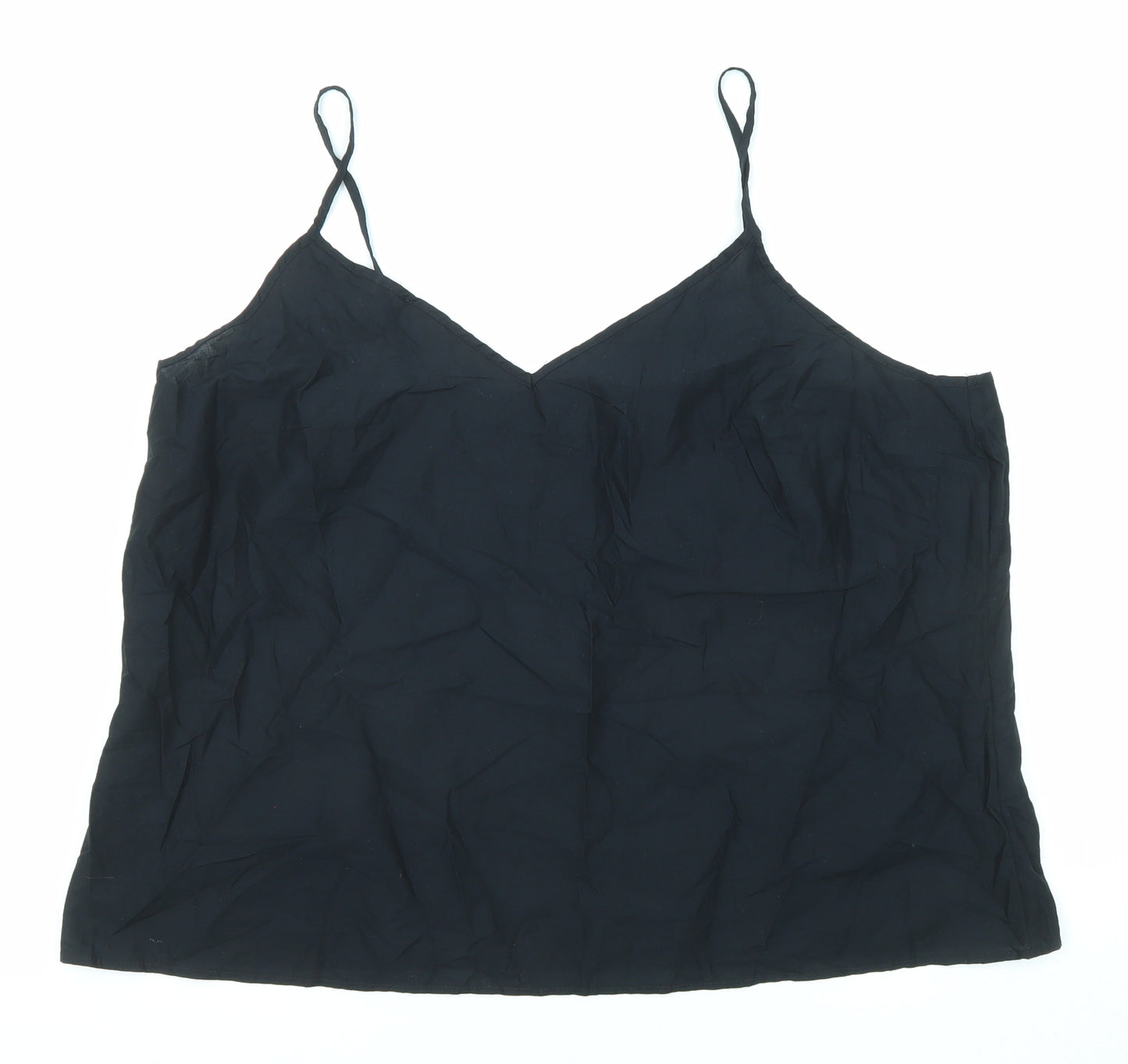 Marks and Spencer Womens Blue Cotton Basic Tank Size 20 V-Neck