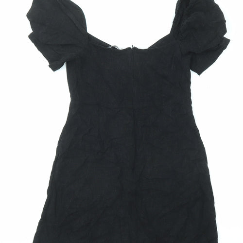 Stradivarius Womens Black Viscose Mini Size M V-Neck Zip