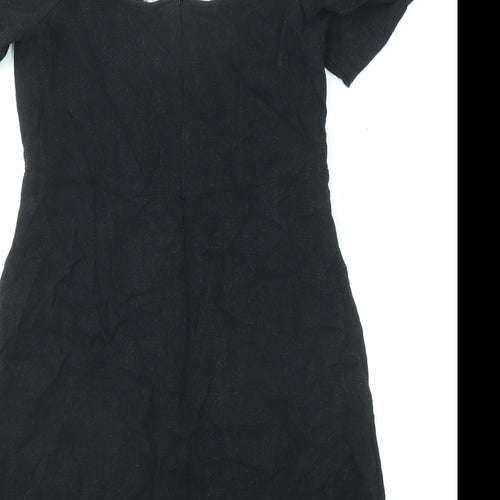 Stradivarius Womens Black Viscose Mini Size M V-Neck Zip