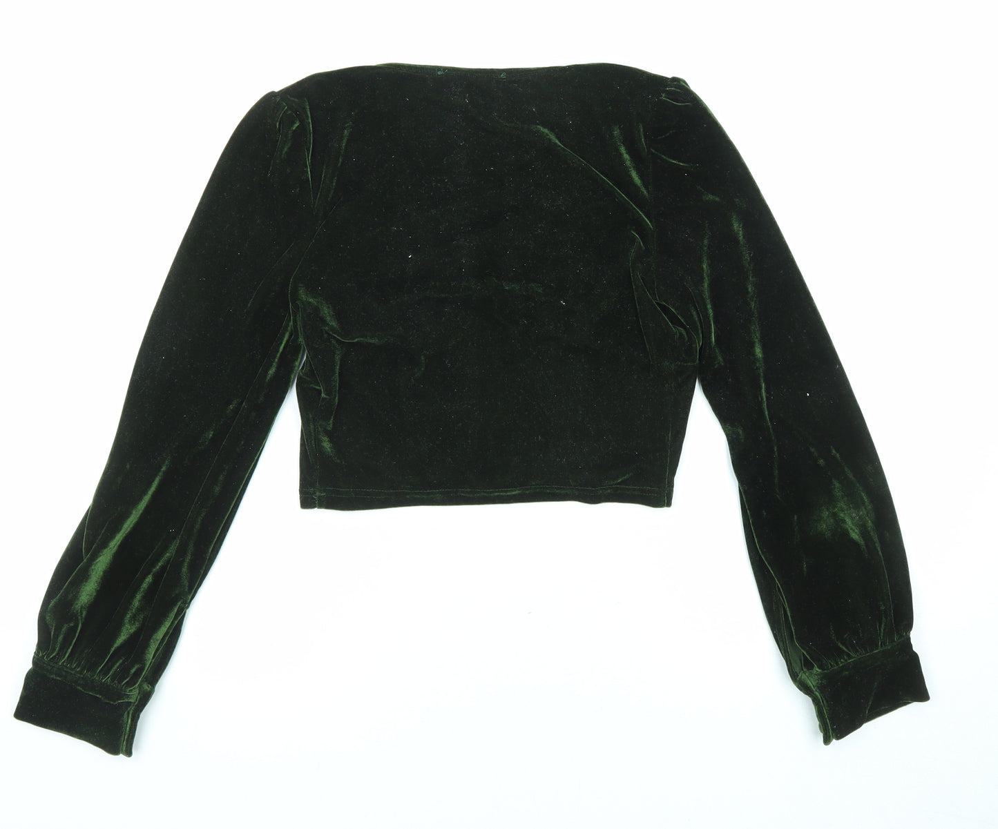 Cider Womens Green Polyester Cropped Blouse Size S V-Neck