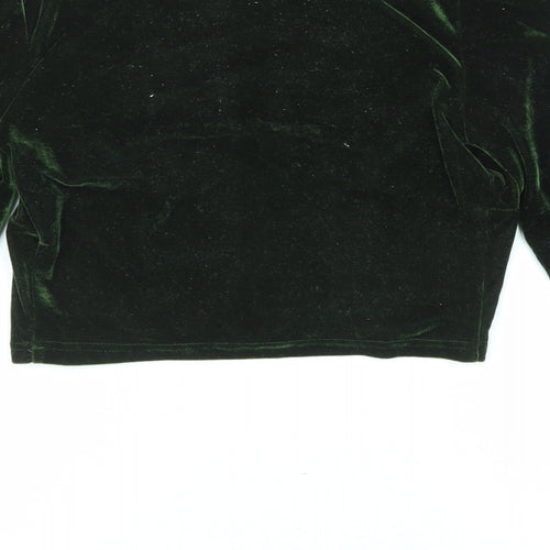 Cider Womens Green Polyester Cropped Blouse Size S V-Neck