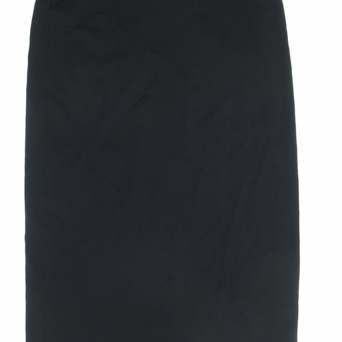 Marks and Spencer Womens Black Viscose Straight & Pencil Skirt Size 10 Zip