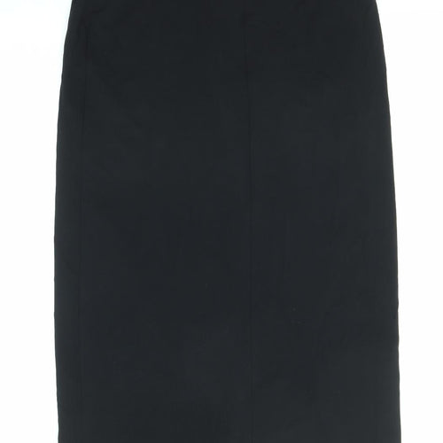Marks and Spencer Womens Black Viscose Straight & Pencil Skirt Size 10 Zip