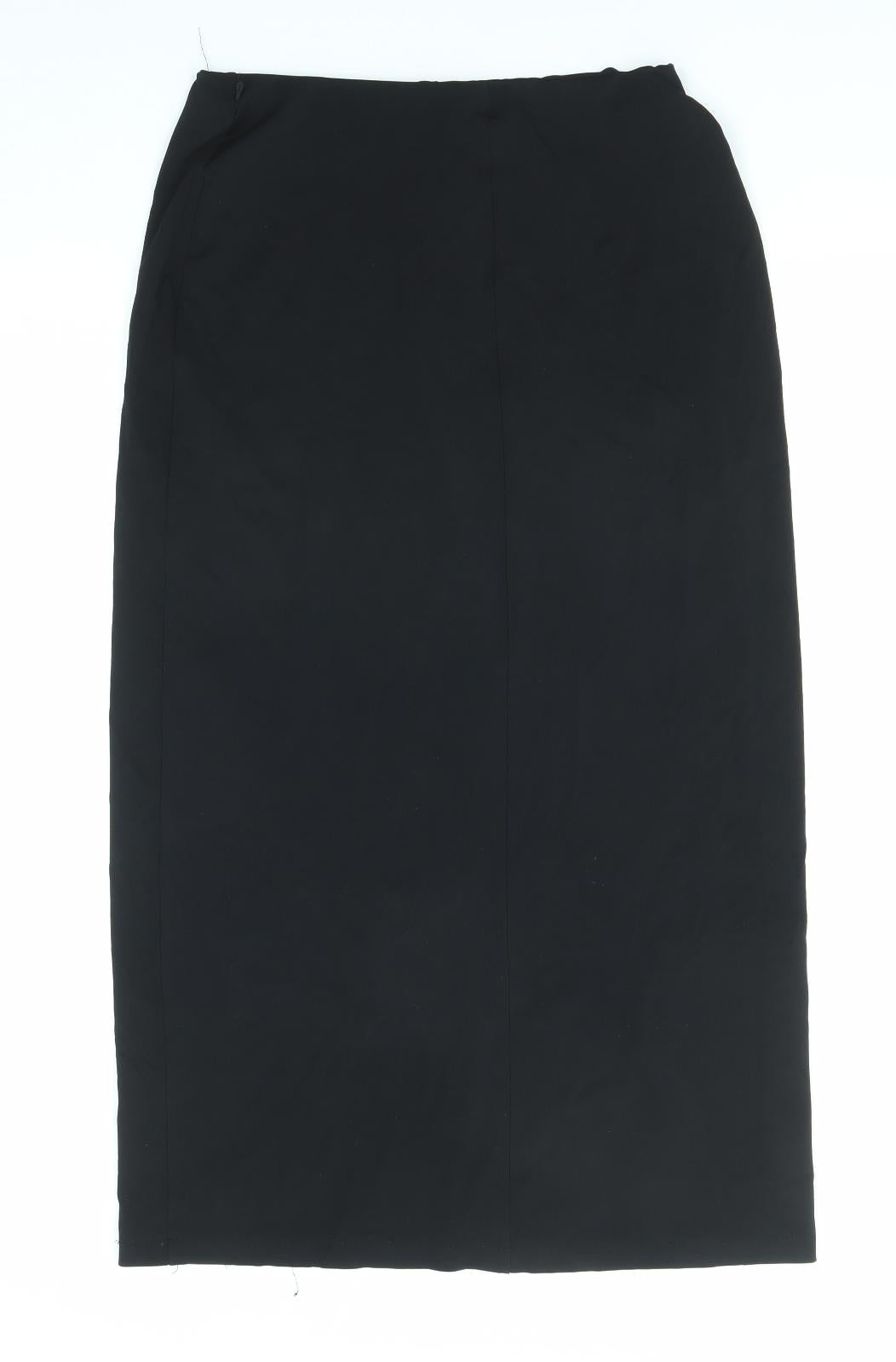 Marks and Spencer Womens Black Viscose Straight & Pencil Skirt Size 10 Zip