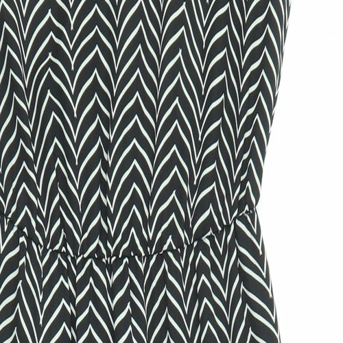 NEXT Womens Black Geometric Polyester A-Line Size 6 Round Neck Pullover