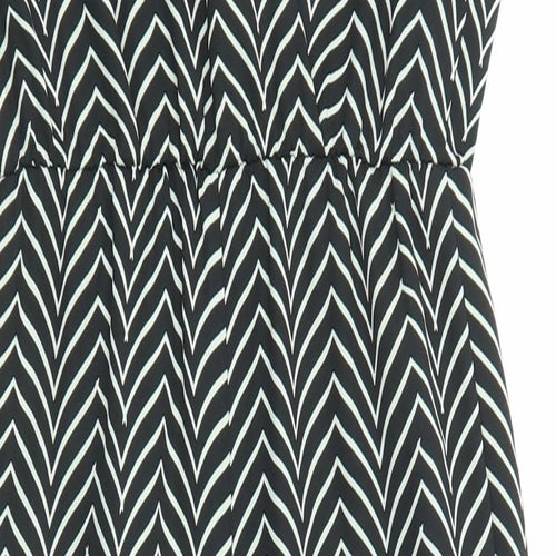 NEXT Womens Black Geometric Polyester A-Line Size 6 Round Neck Pullover