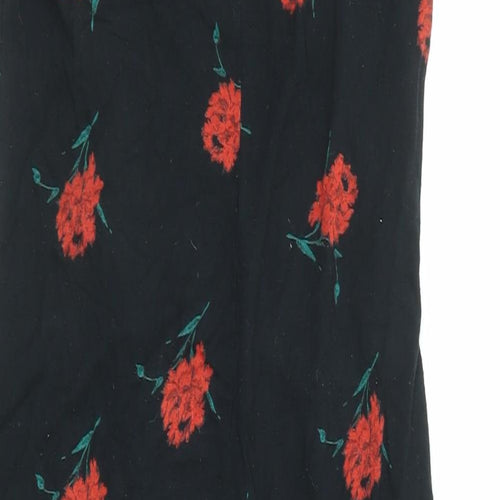Dorothy Perkins Womens Black Floral Viscose A-Line Size 10 V-Neck Pullover