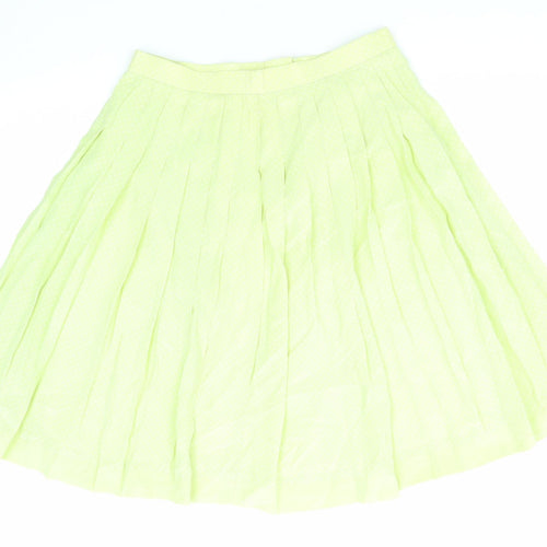 Kuhn Womens Yellow Suede Pleated Skirt Size 10 Zip