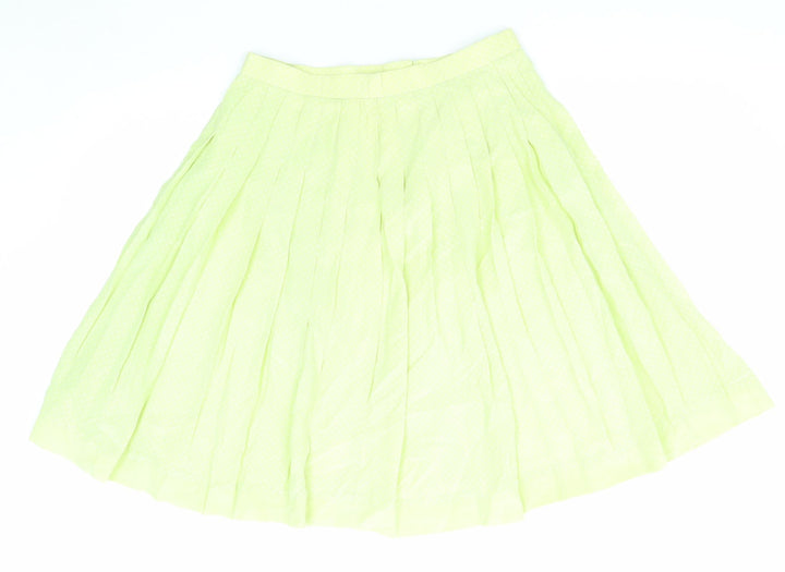 Kuhn Womens Yellow Suede Pleated Skirt Size 10 Zip
