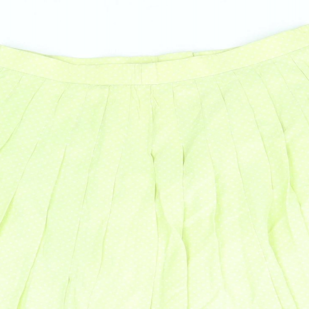 Kuhn Womens Yellow Suede Pleated Skirt Size 10 Zip