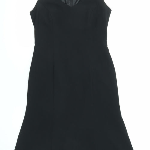 Wallis Womens Black Polyester Shift Size 10 V-Neck Zip