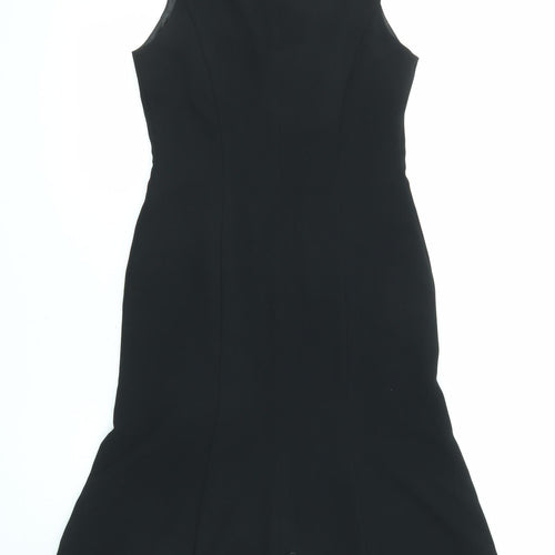 Wallis Womens Black Polyester Shift Size 10 V-Neck Zip