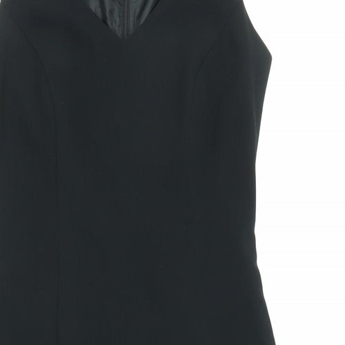 Wallis Womens Black Polyester Shift Size 10 V-Neck Zip