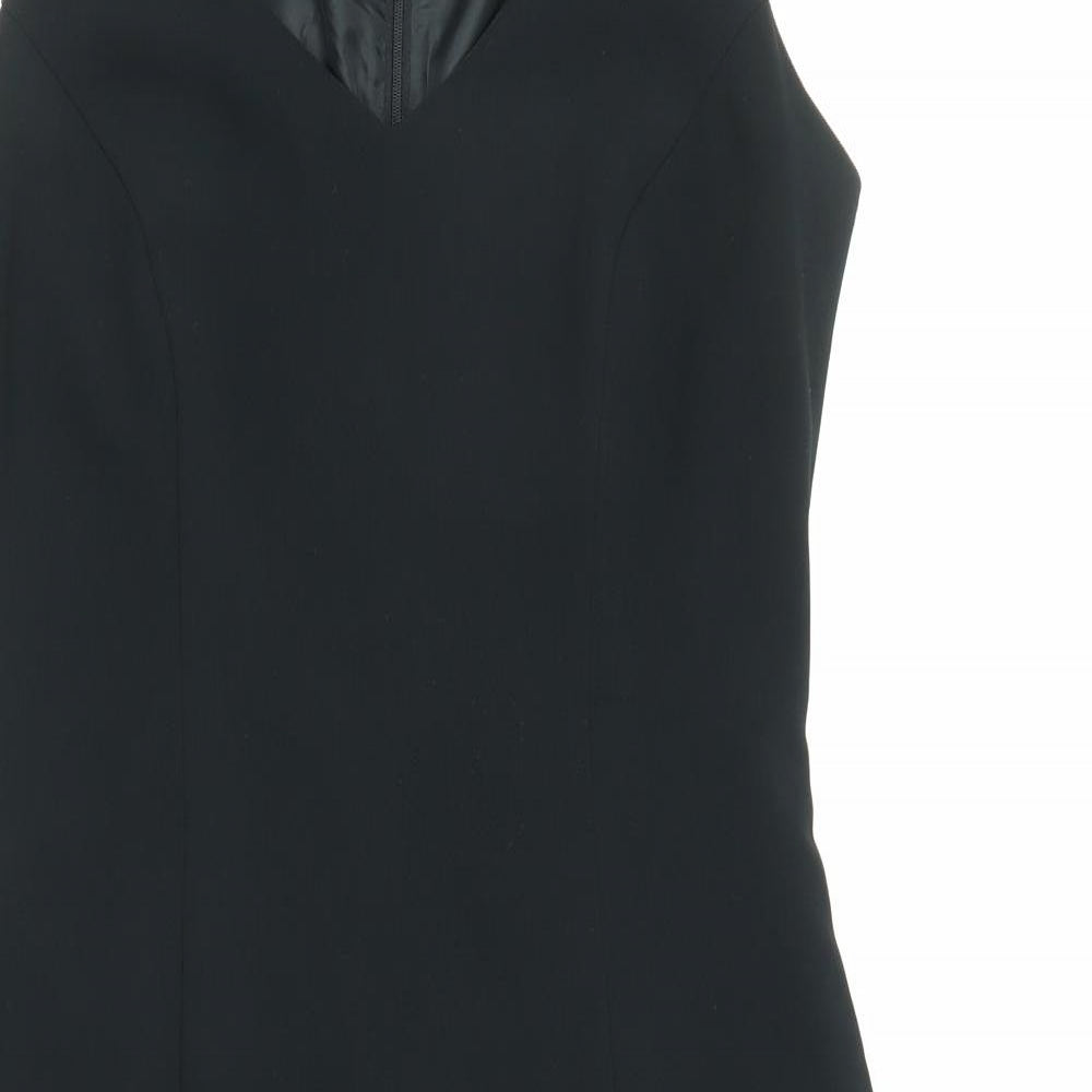 Wallis Womens Black Polyester Shift Size 10 V-Neck Zip