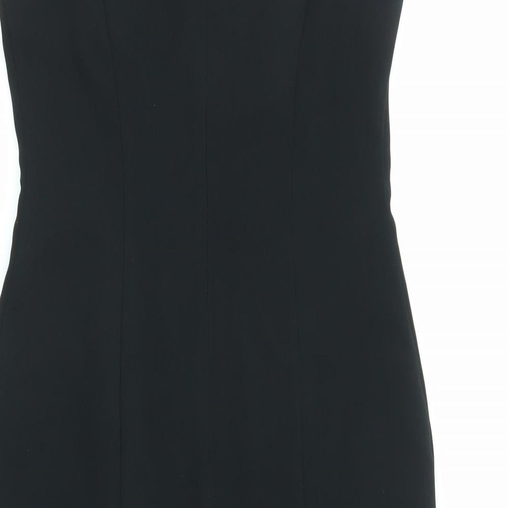 Wallis Womens Black Polyester Shift Size 10 V-Neck Zip