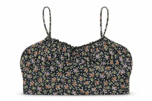 Front view of ASOS women’s multicoloured floral polyester cropped tank, size UK 8, v-neck