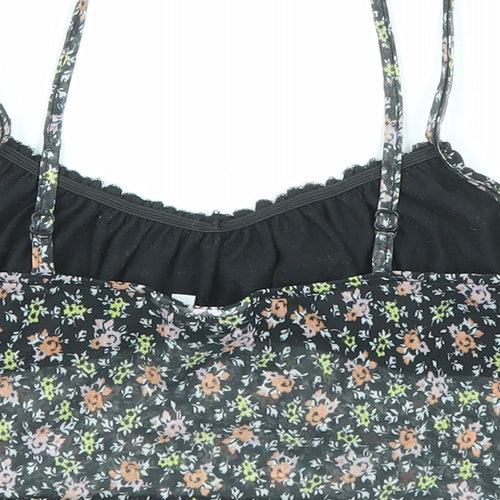 ASOS Womens Multicoloured Floral Polyester Cropped Tank Size 8 V-Neck